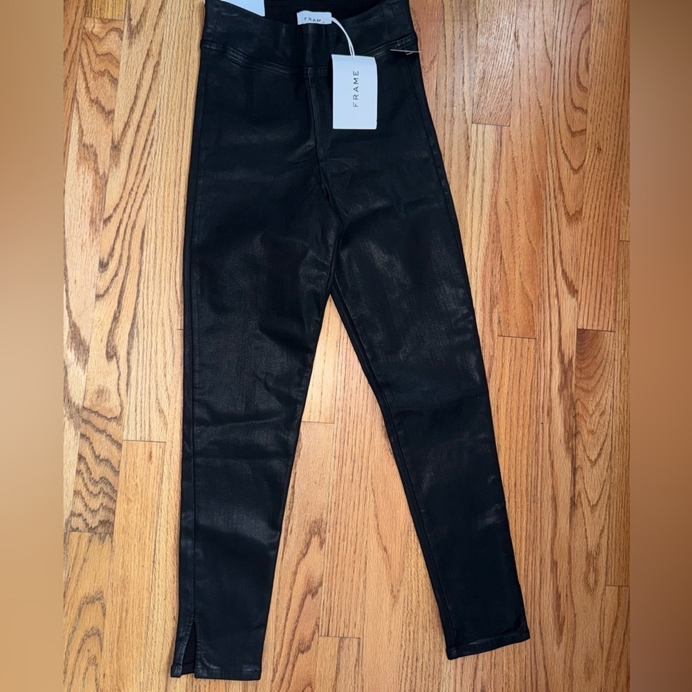 Frame Women’s The Jetset Skinny Crop Pants  in Sheer Noir/ Black size 0 NWT